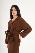 Luna Wool-Blend Wrap Top - Brown