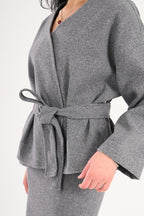 Luna Wool-Blend Wrap Top - Grey