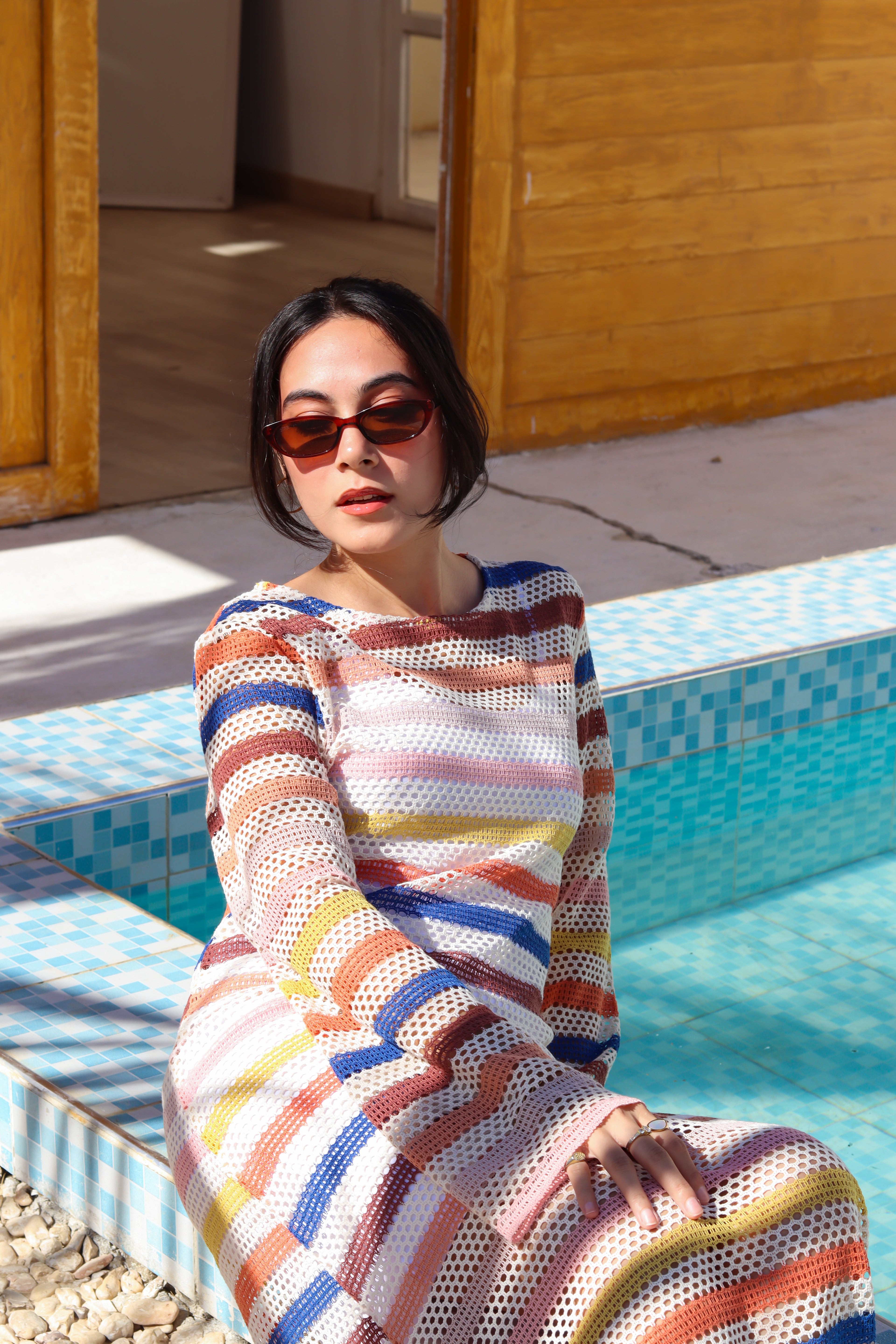 Sunset Stripes Knit Dress