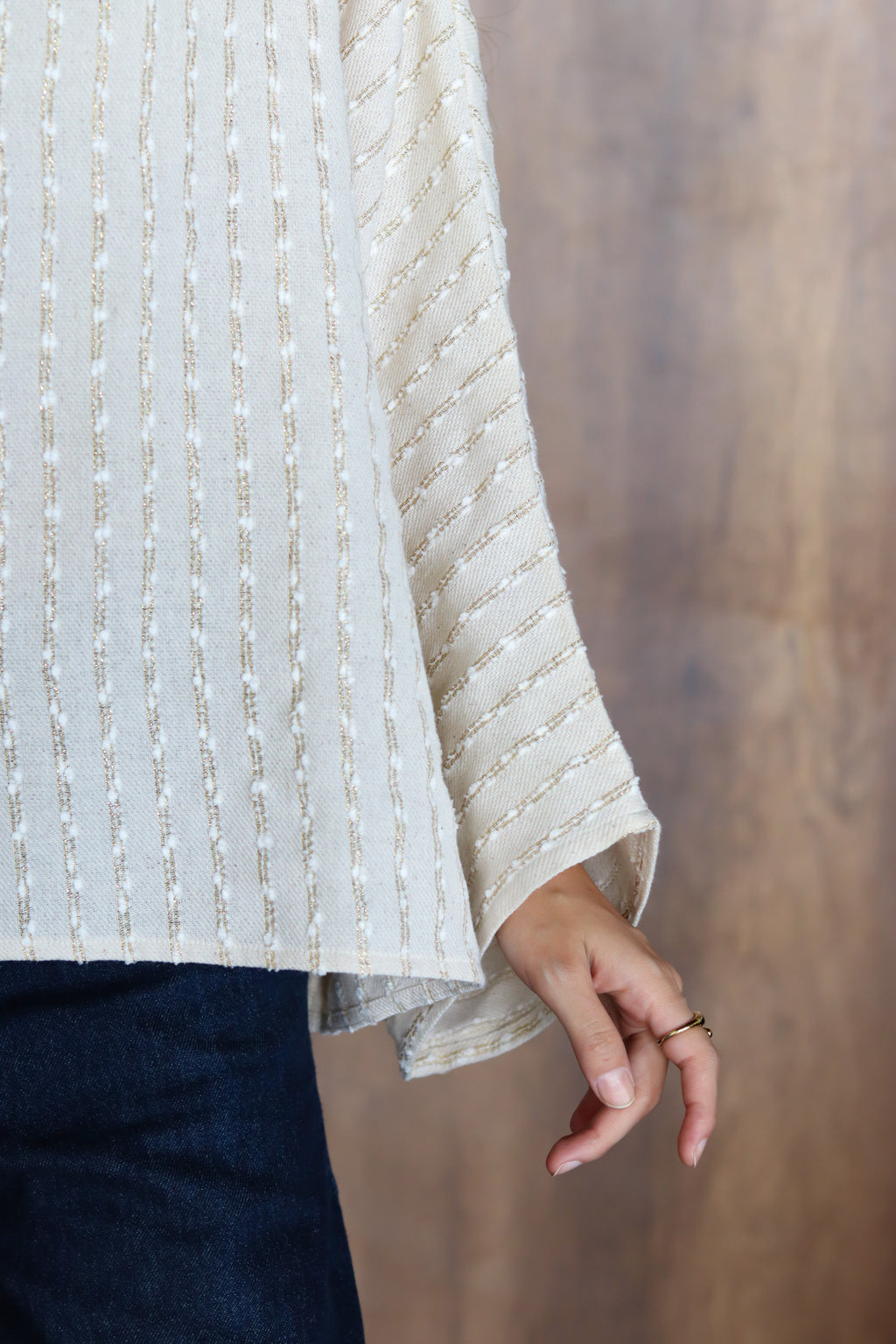 Linen Striped Top in Off-white