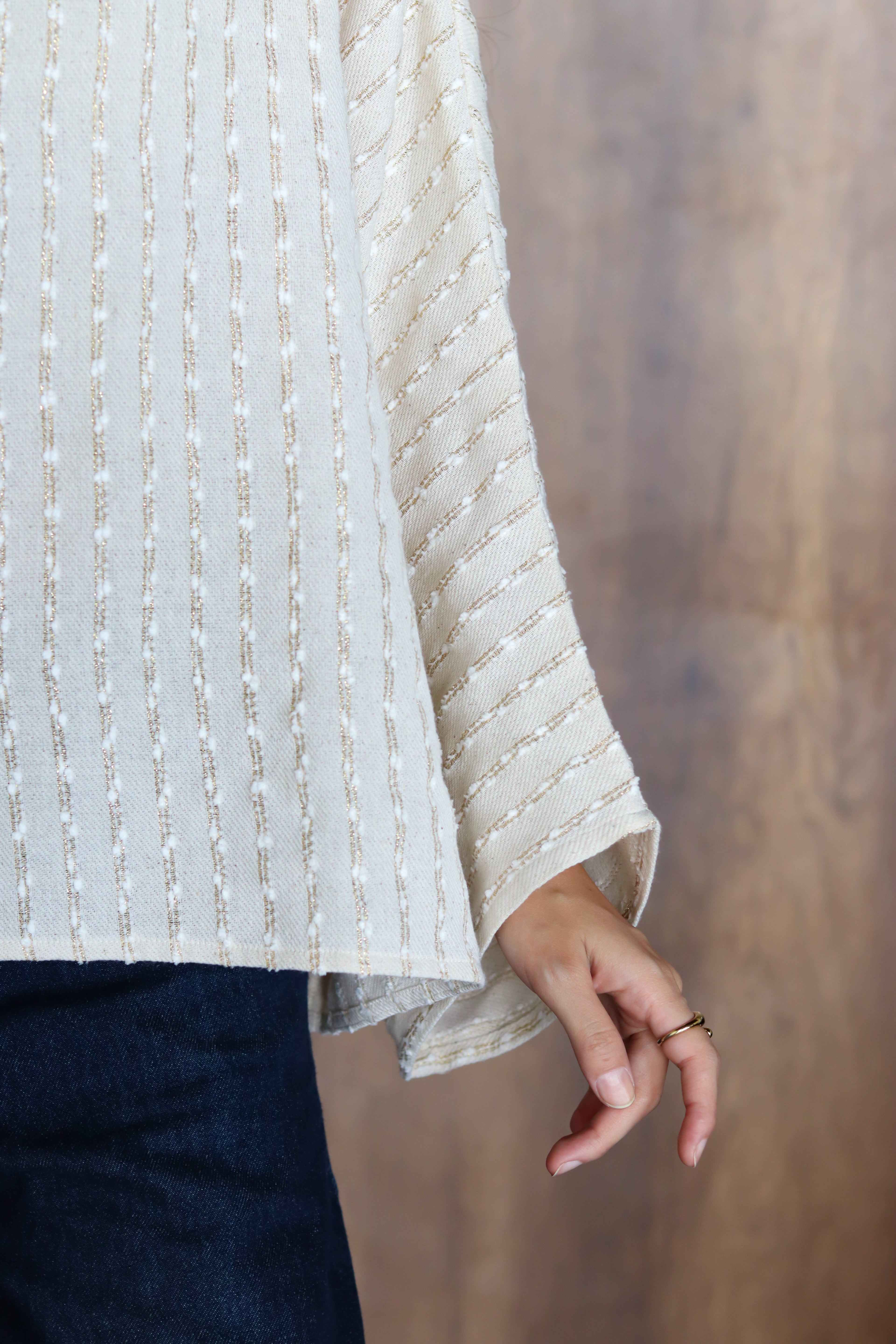 Linen Striped Top in Off-white