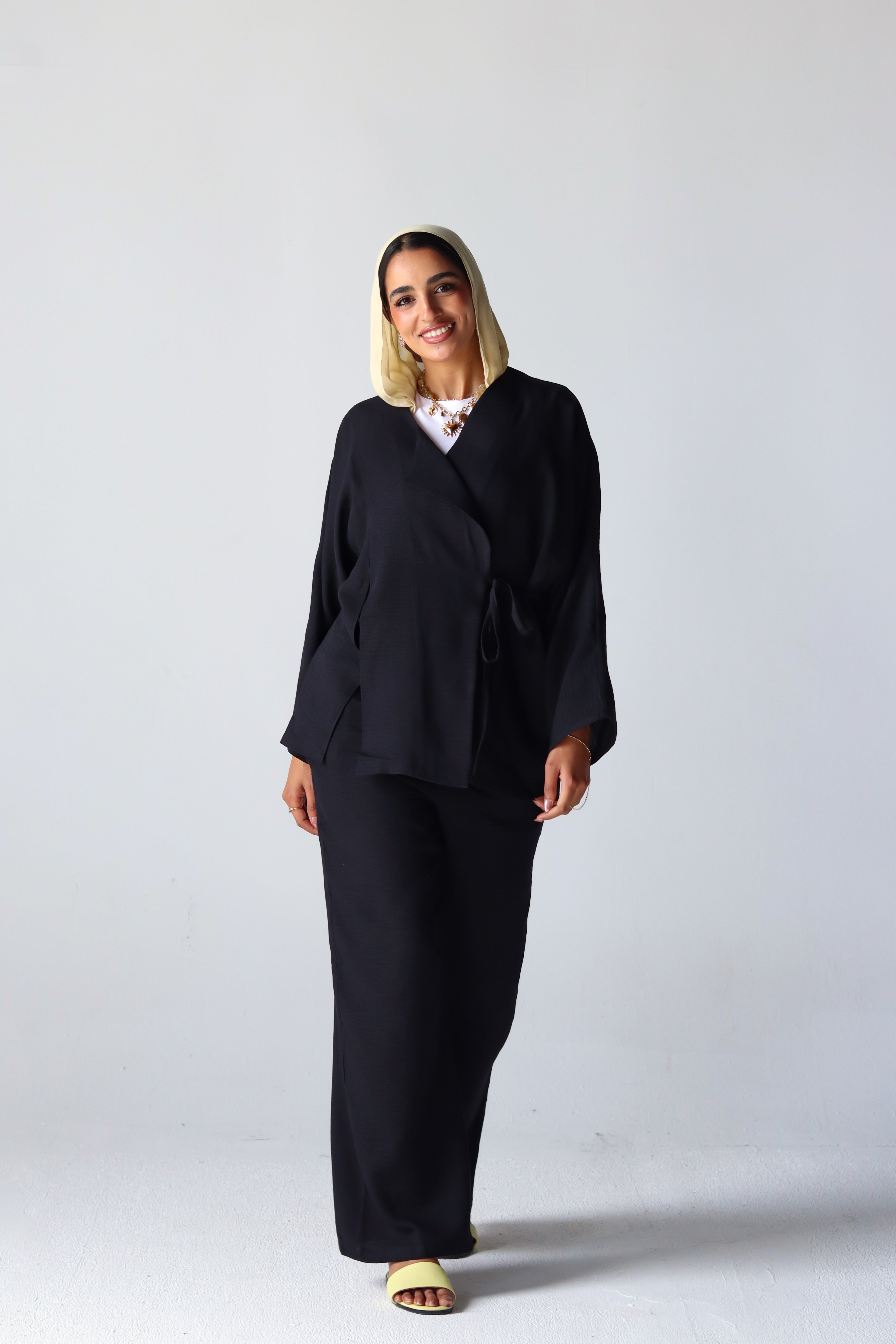 Wide Leg Linen Pants in Black