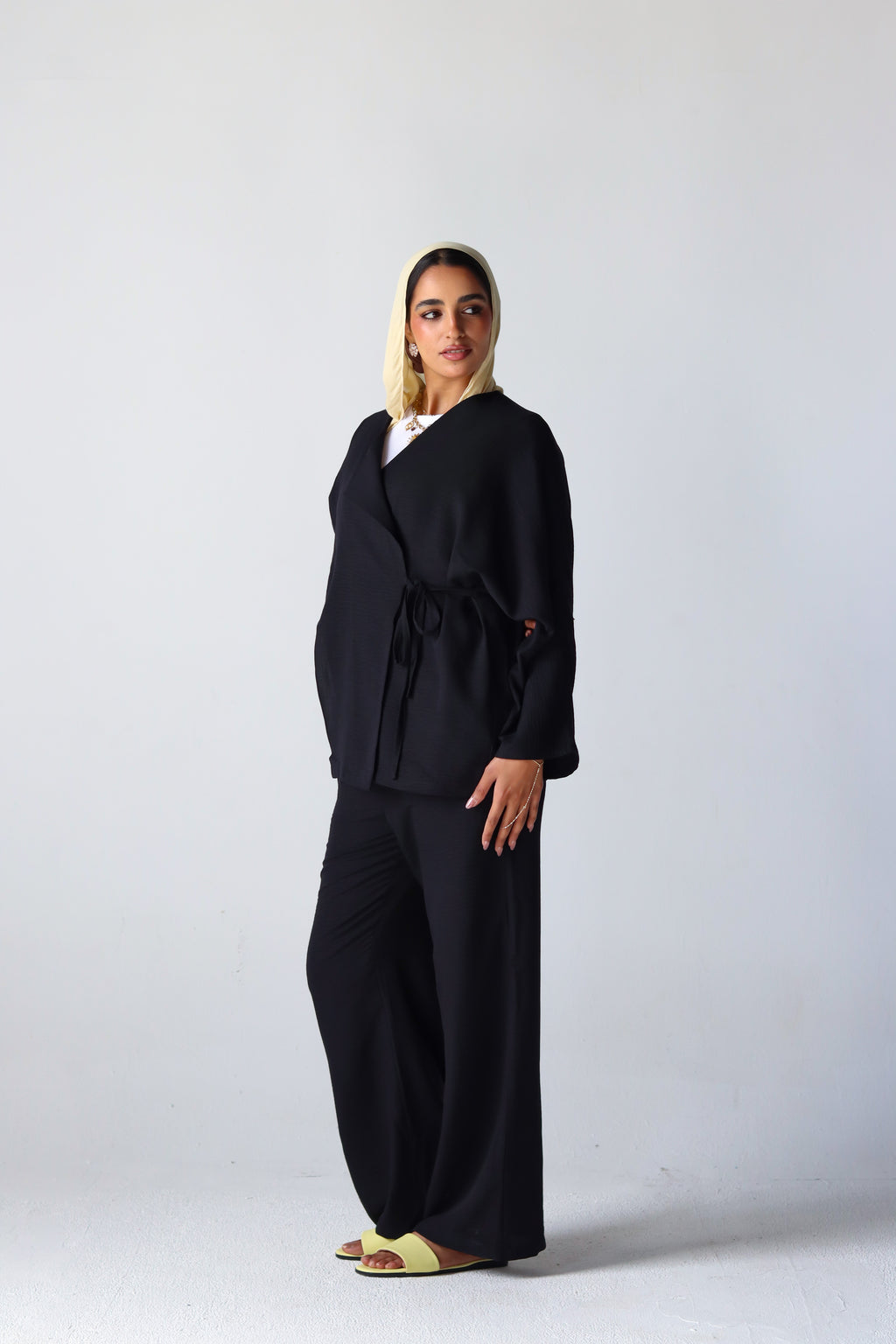 Wide Leg Linen Pants in Black
