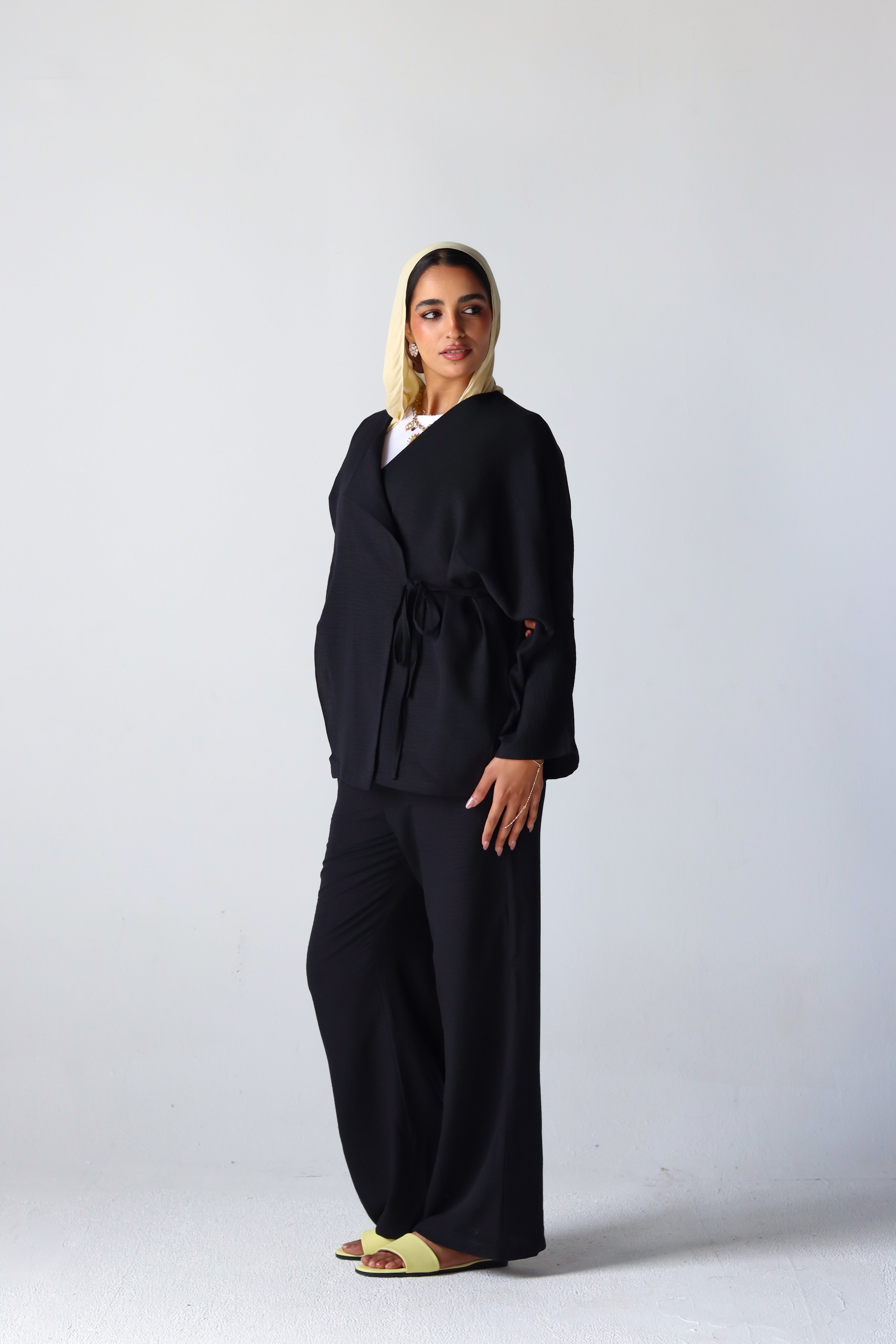 Wide Leg Linen Pants in Black