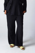 Wide Leg Linen Pants in Black