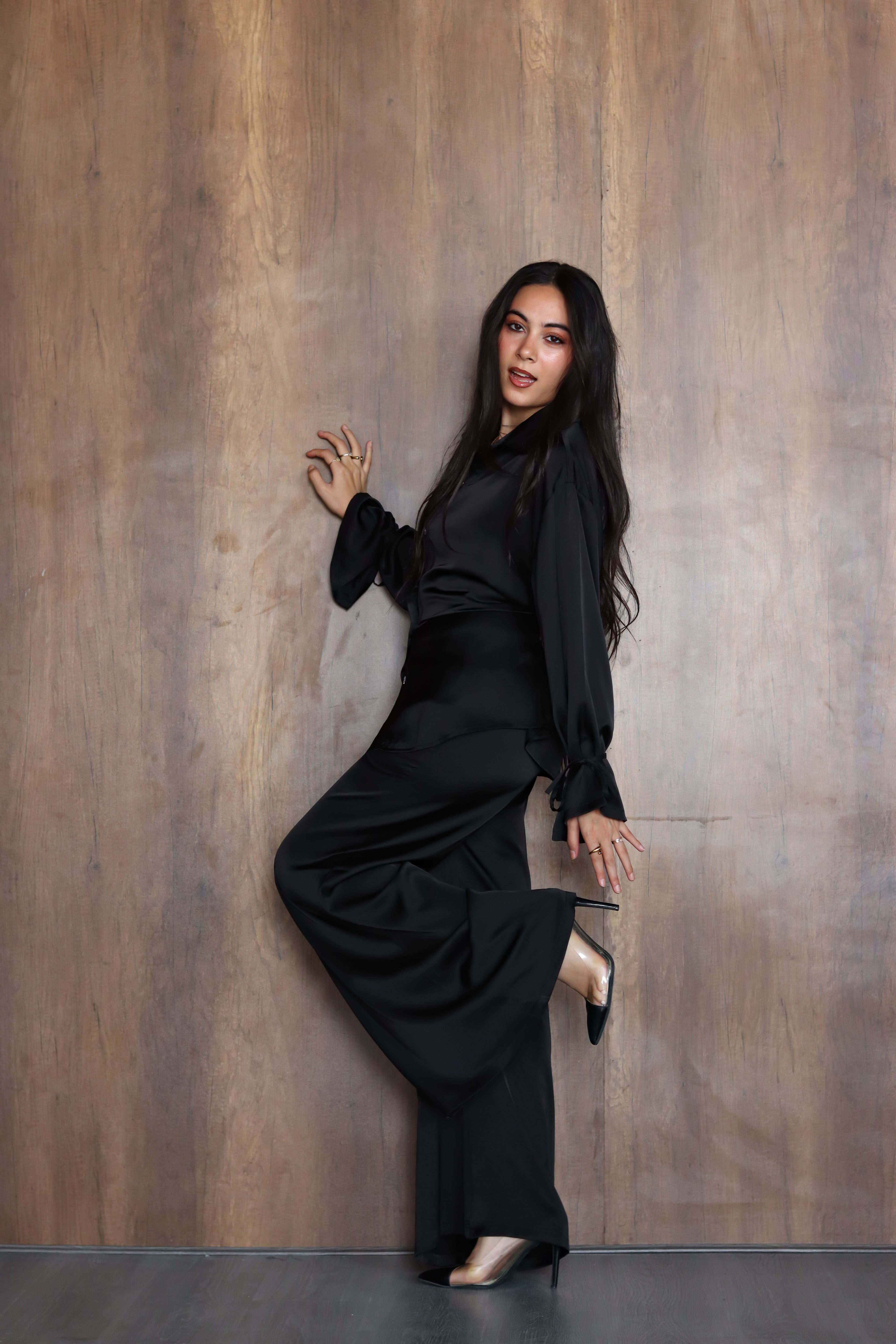 Flowy Satin Pants in Black