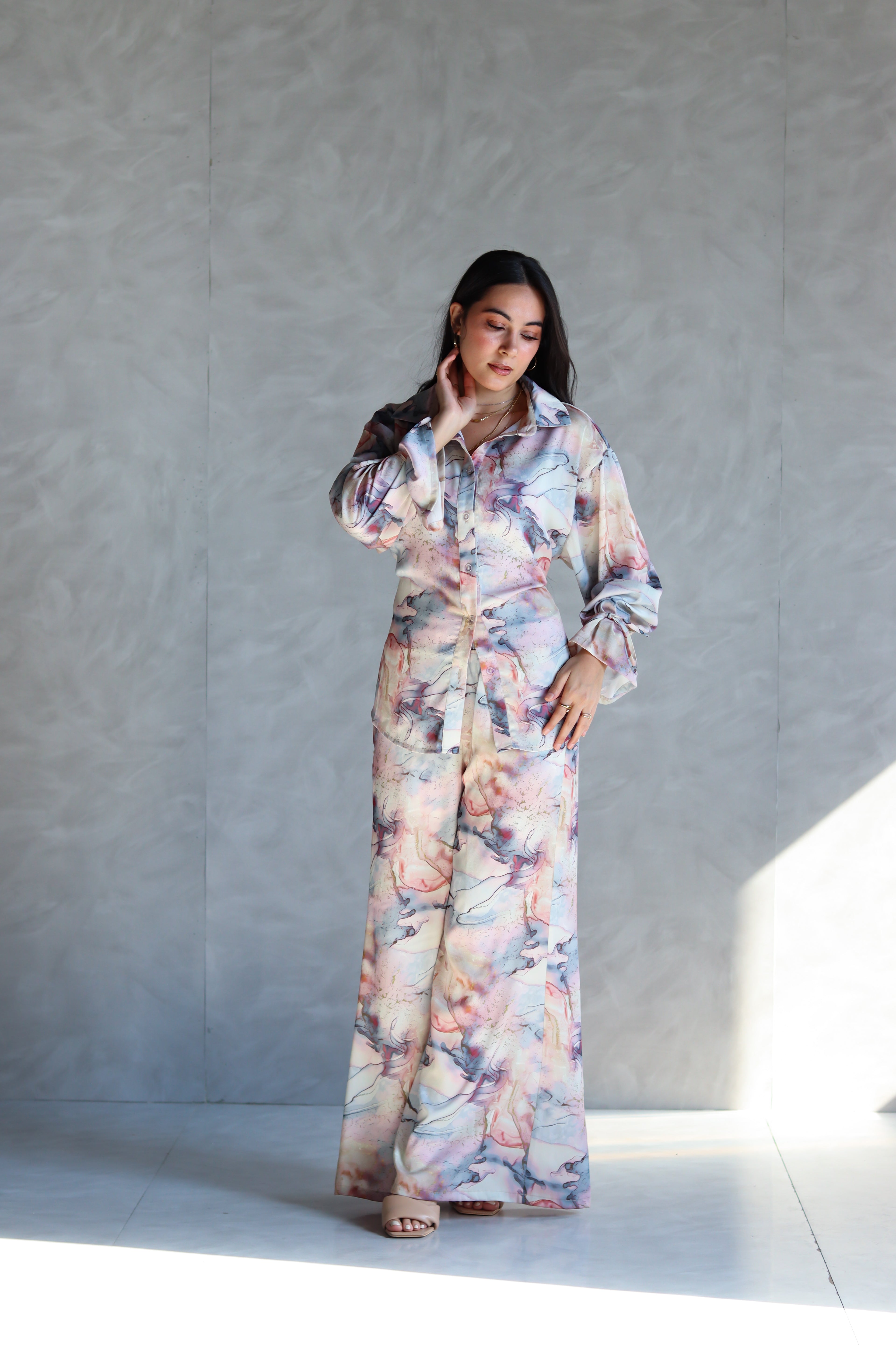 Printed Soft Pants in Marble