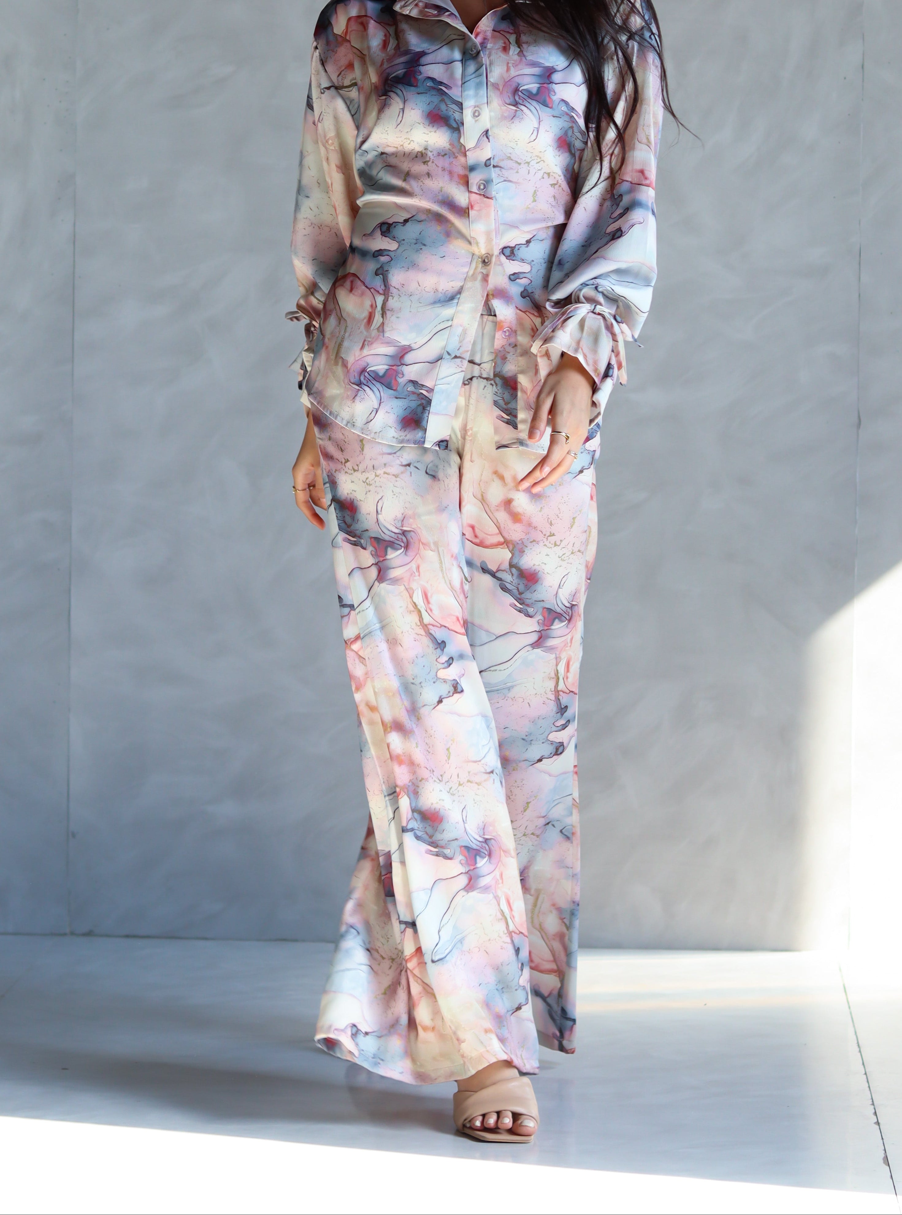 Printed Soft Pants in Marble