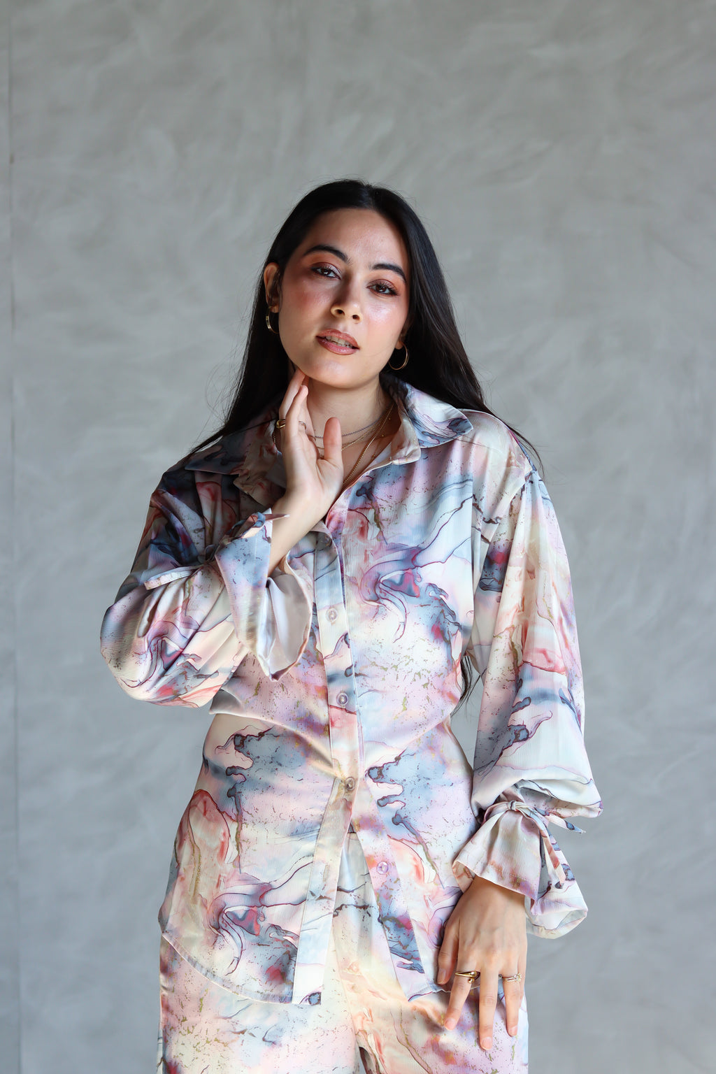 Printed Soft Lace-up Set in Marble