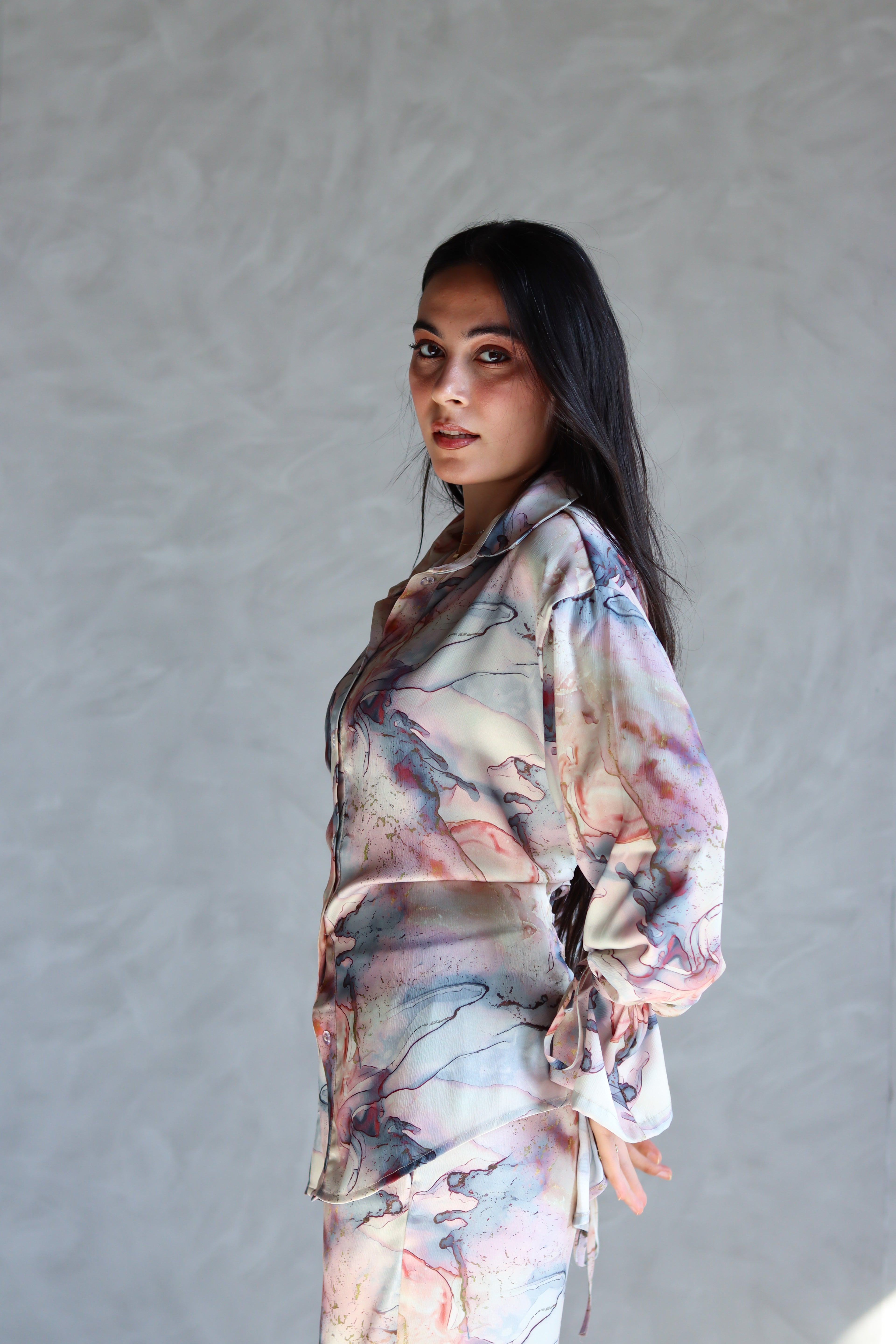 Printed Soft Lace-up Set in Marble
