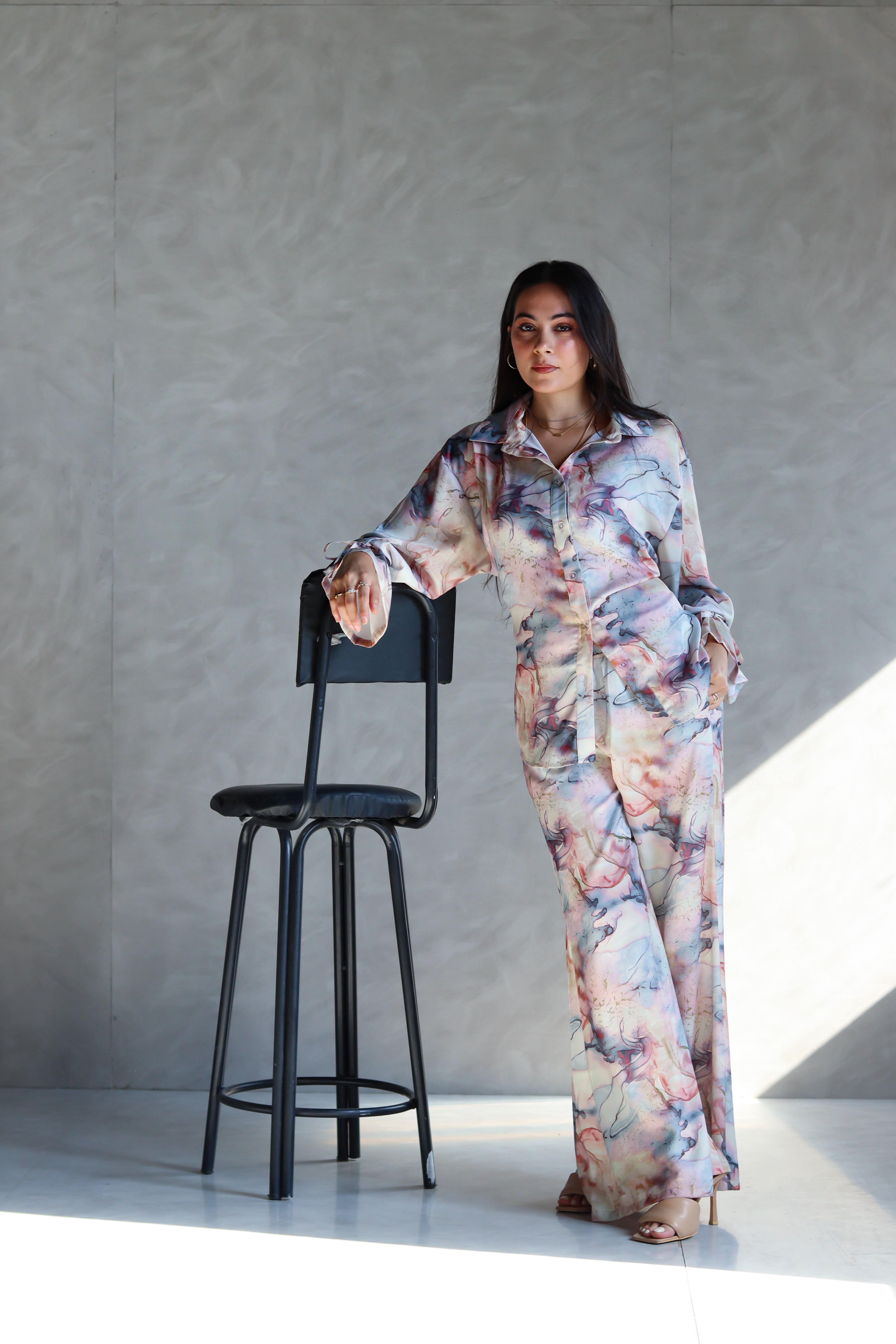 Printed Soft Pants in Marble
