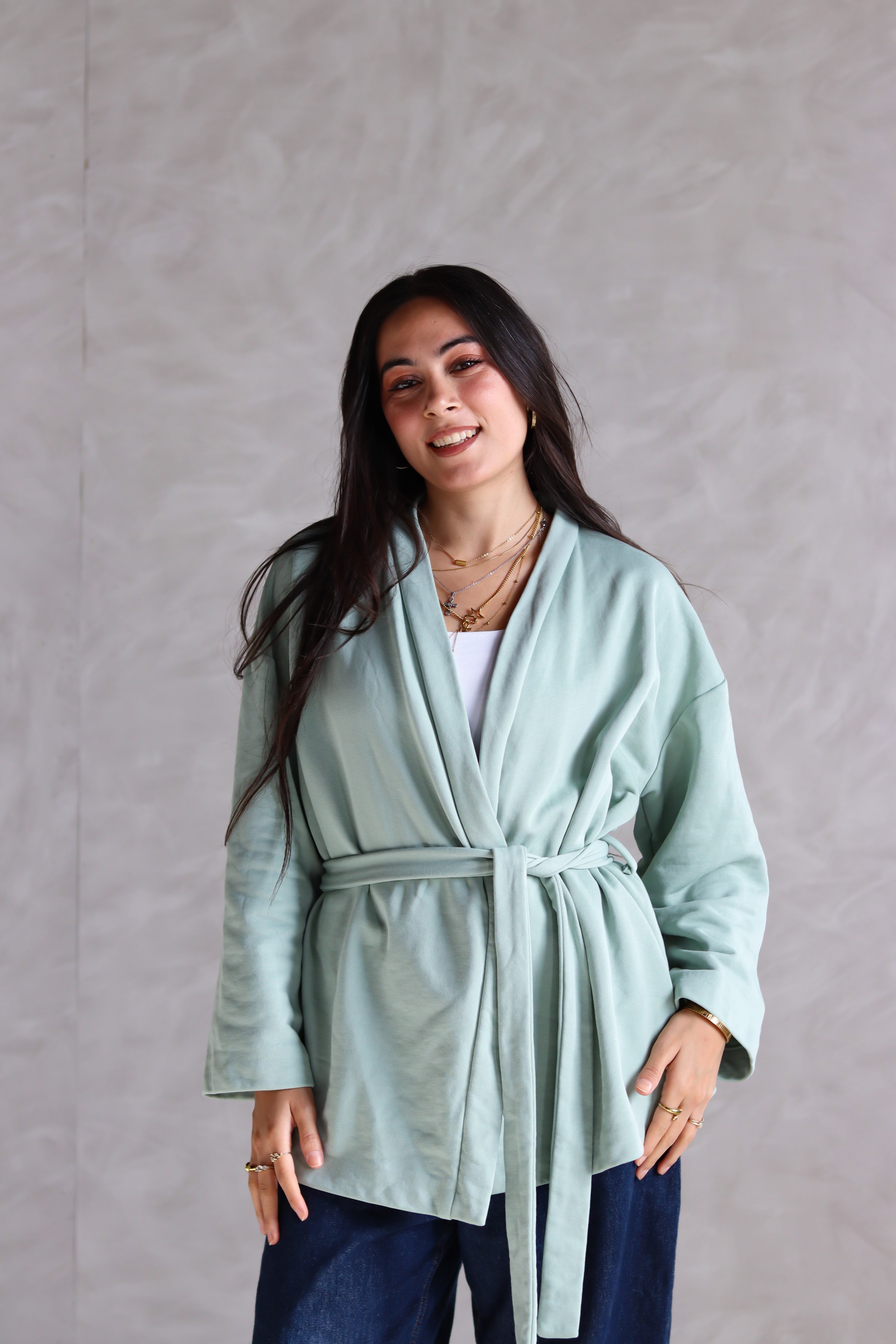 Spring Ultra Soft Wrap Top in Mint