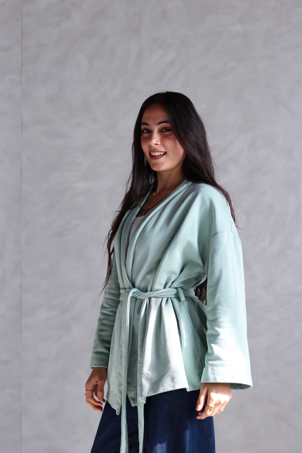 Spring Ultra Soft Wrap Top in Mint