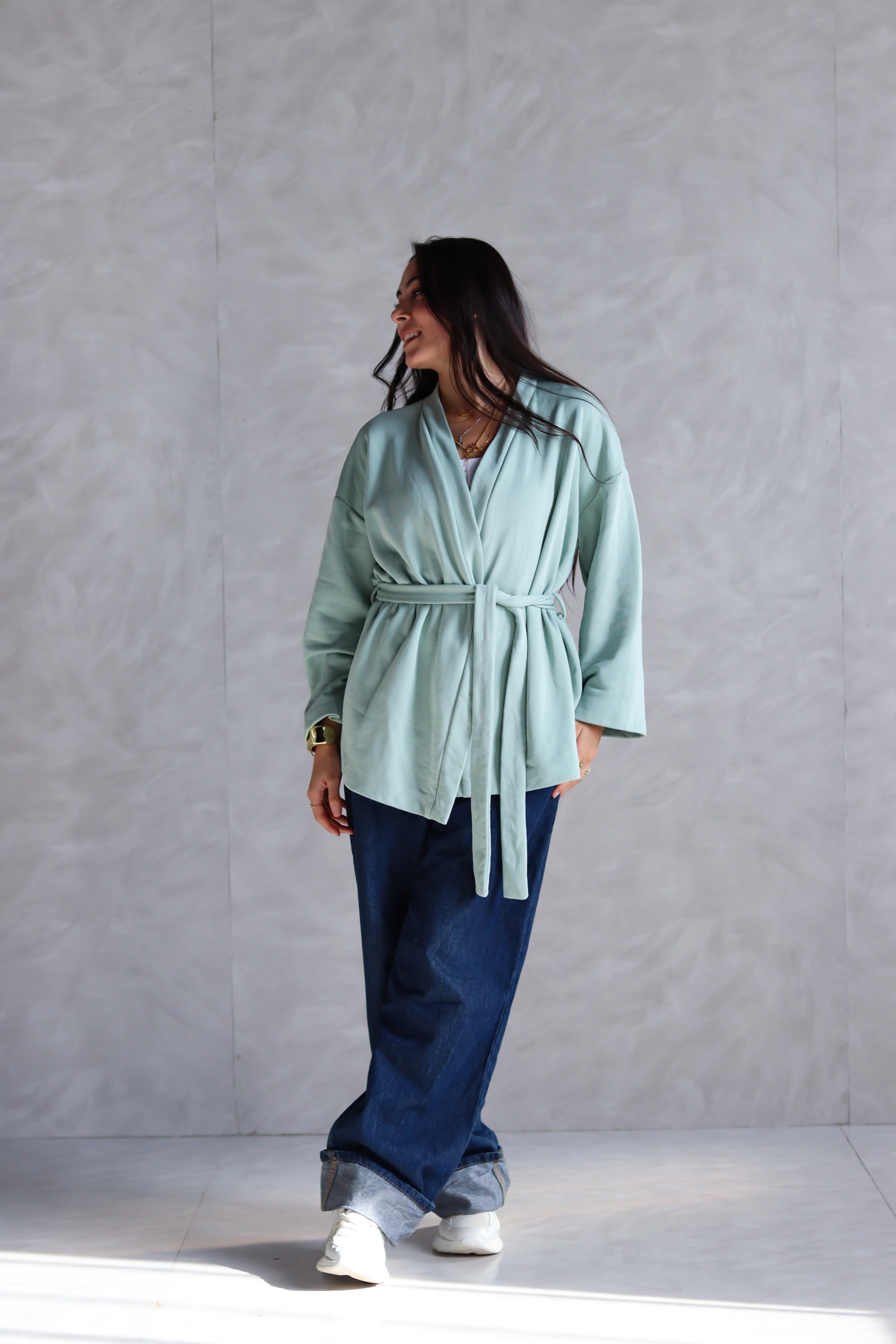 Spring Ultra Soft Wrap Top in Mint