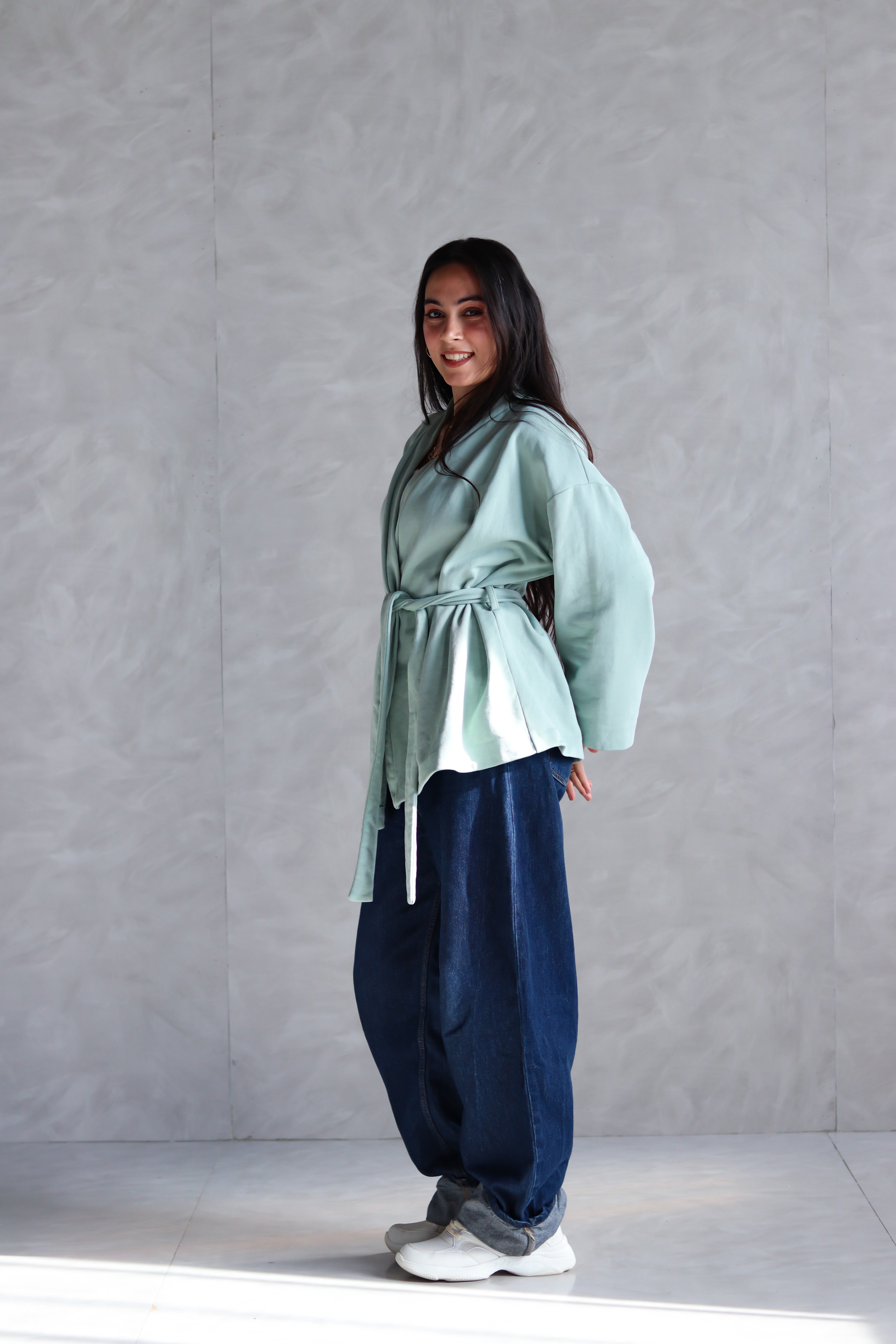 Spring Ultra Soft Wrap Top in Mint