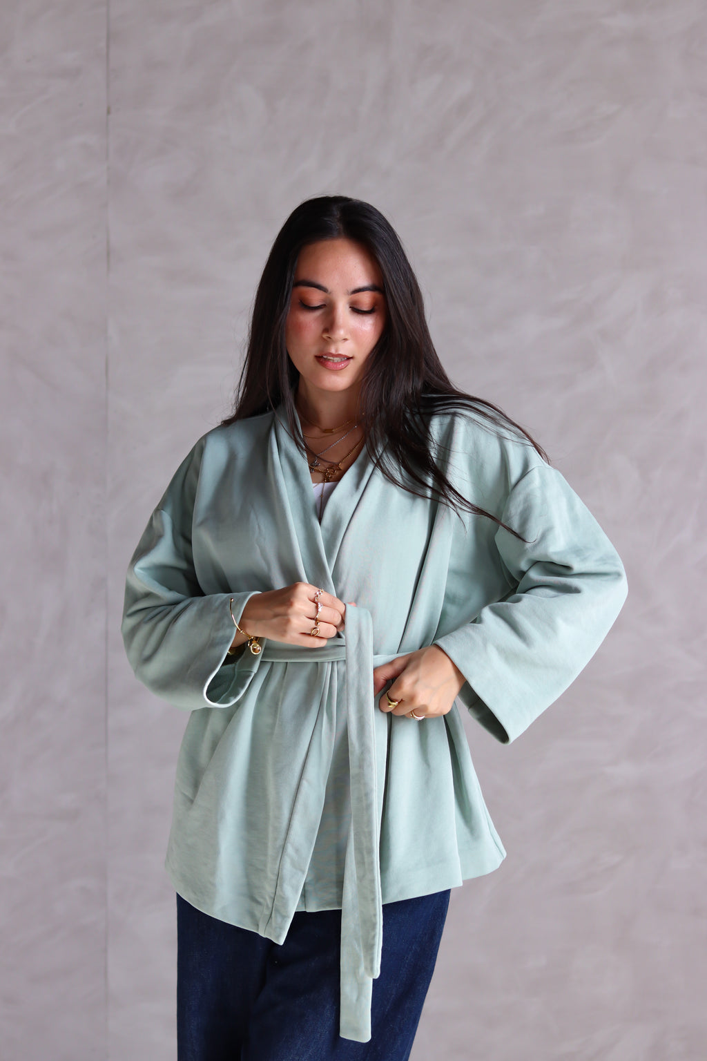 Spring Ultra Soft Wrap Top in Mint