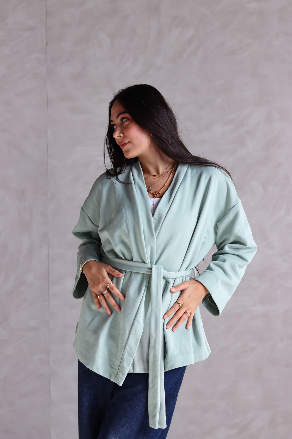 Spring Ultra Soft Wrap Top in Mint