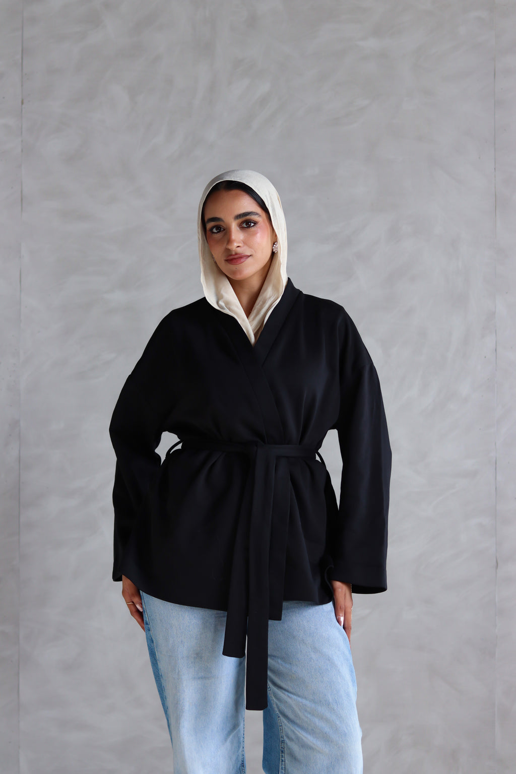 Spring Ultra Soft Wrap Top in Black