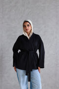 Spring Ultra Soft Wrap Top in Black
