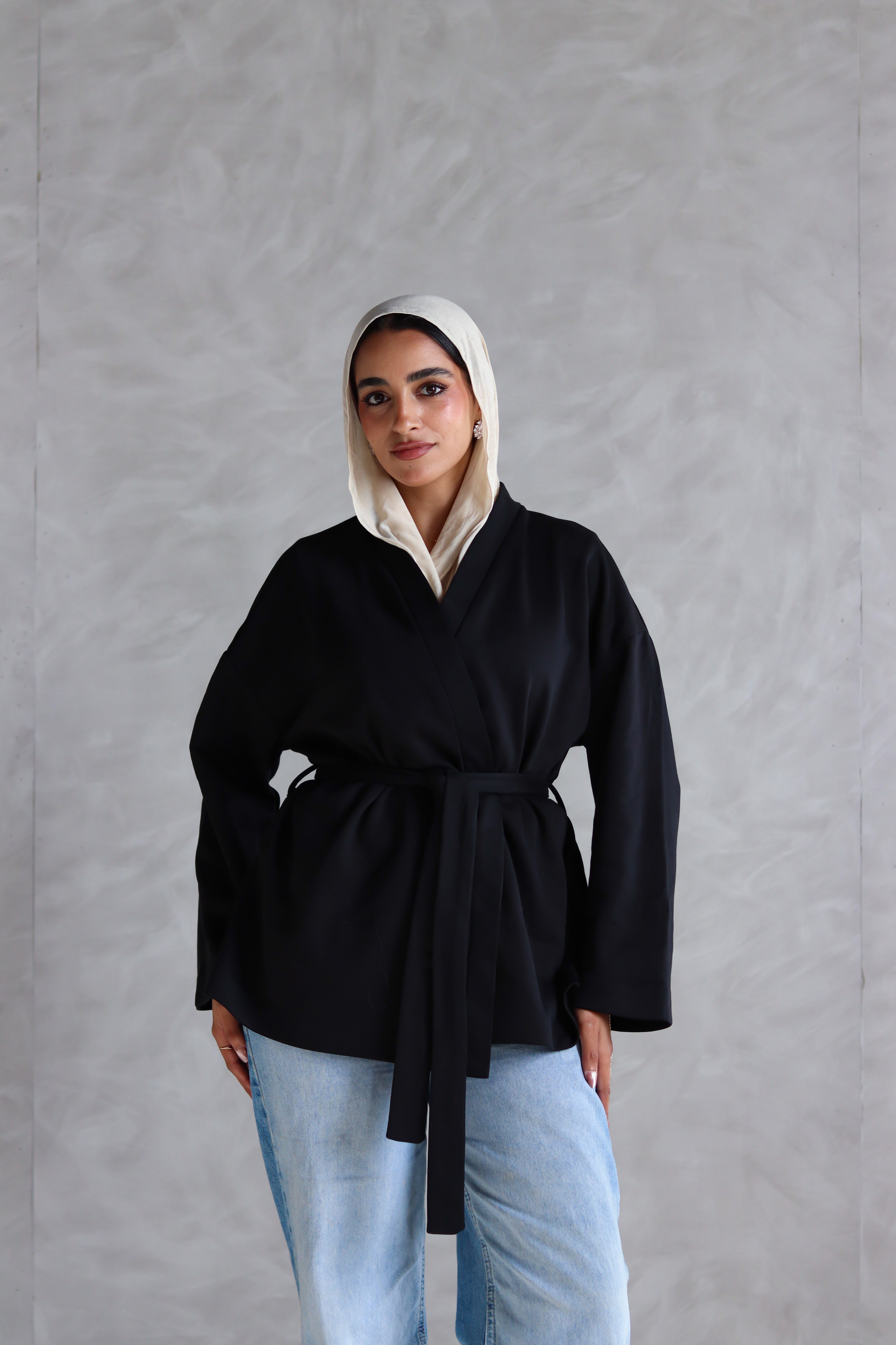 Spring Ultra Soft Wrap Top in Black