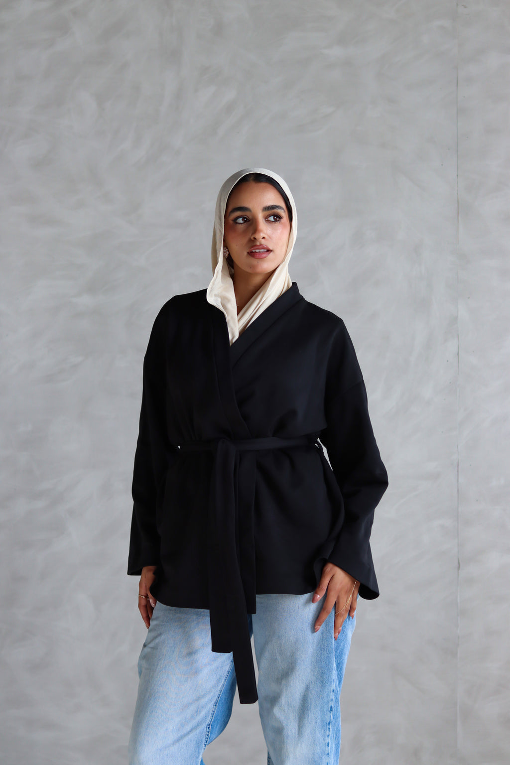 Spring Ultra Soft Wrap Top in Black