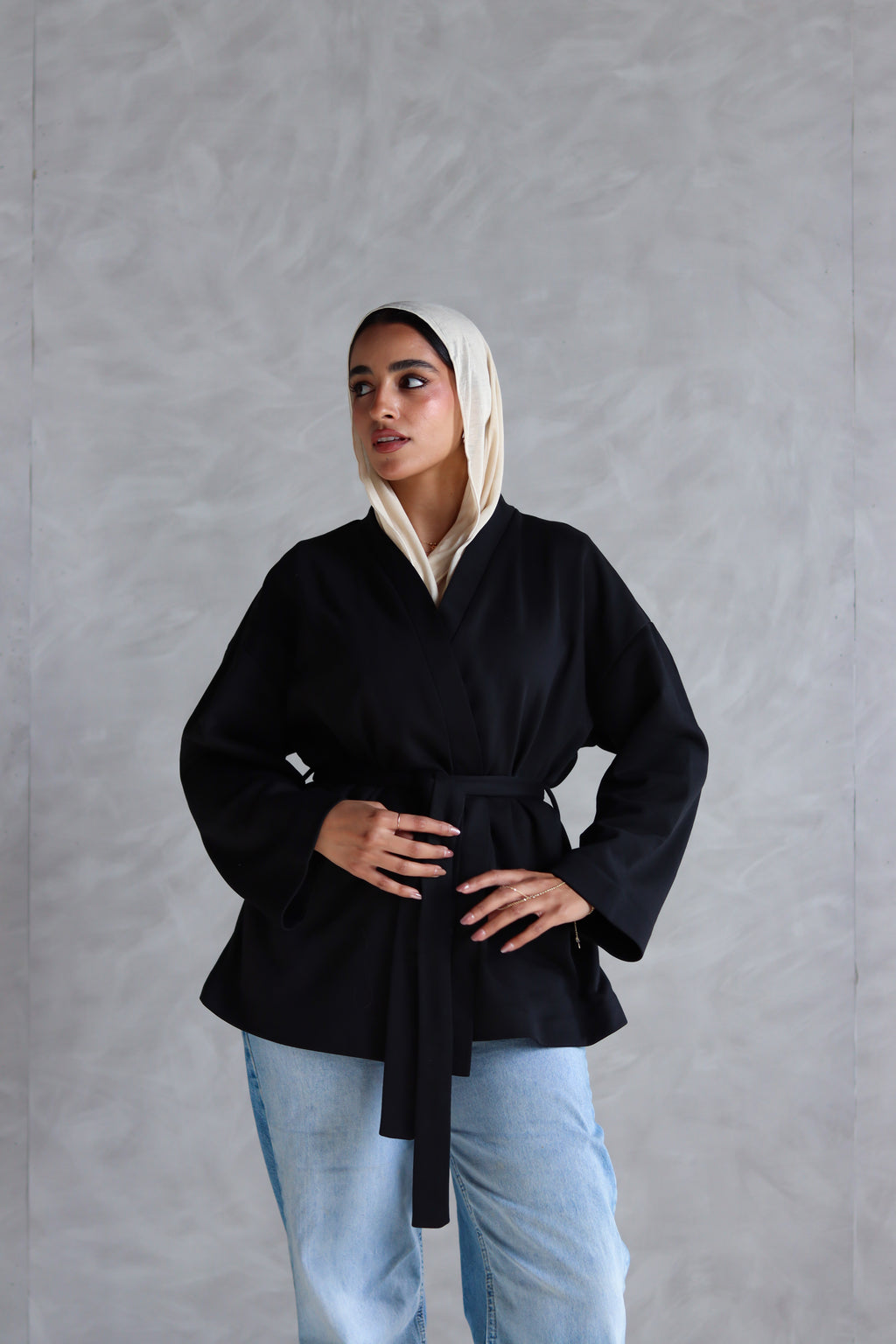 Spring Ultra Soft Wrap Top in Black