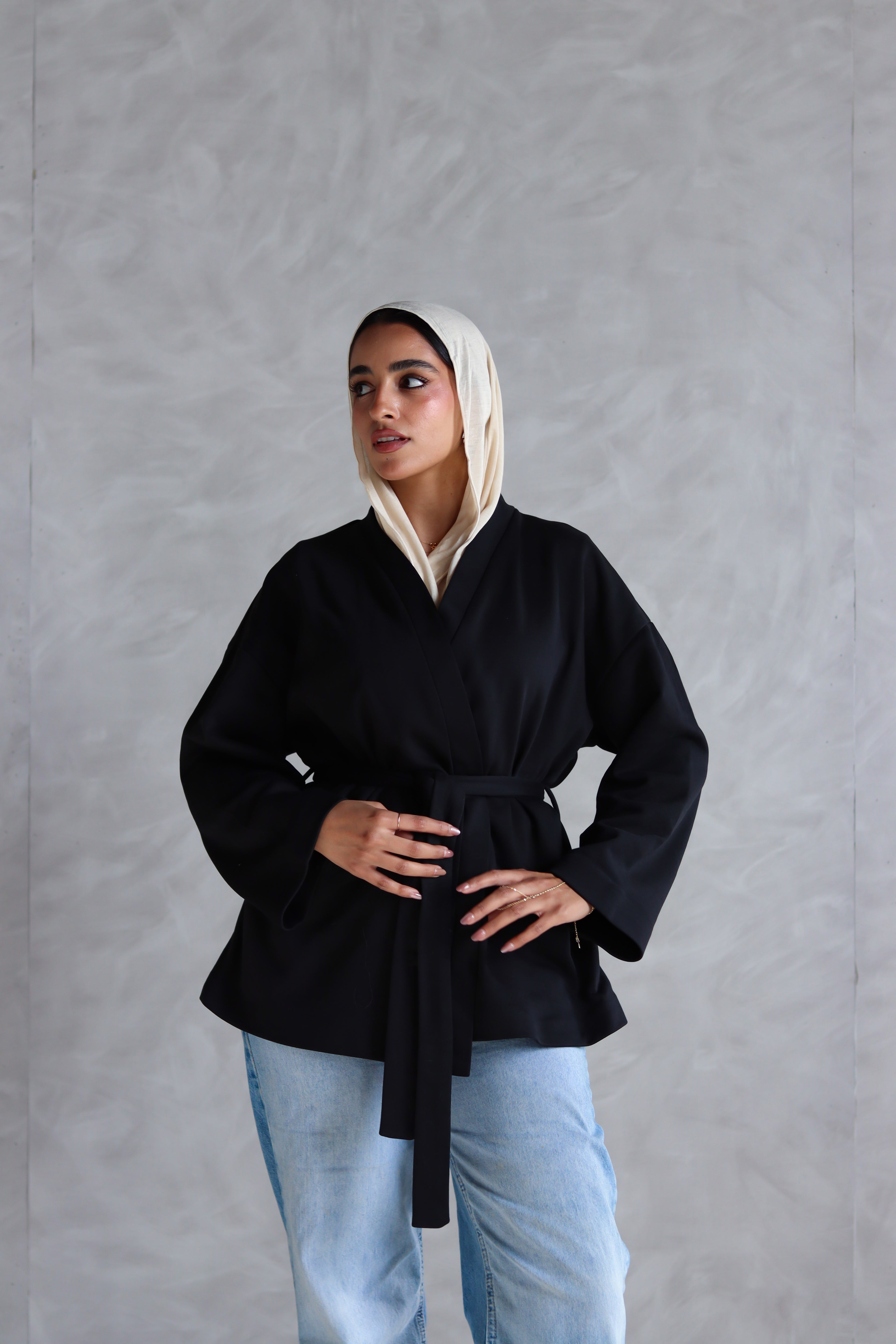 Spring Ultra Soft Wrap Top in Black