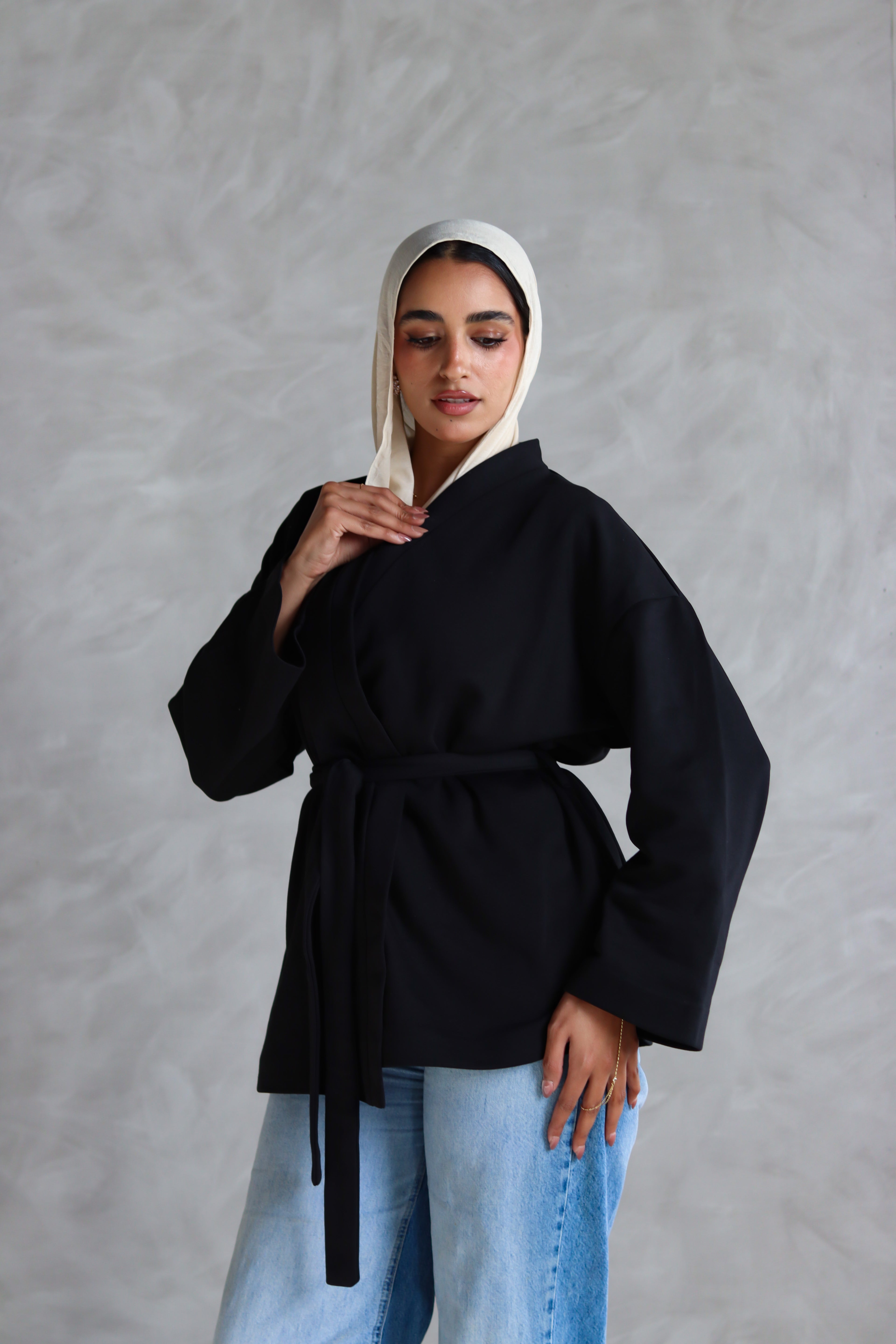 Spring Ultra Soft Wrap Top in Black