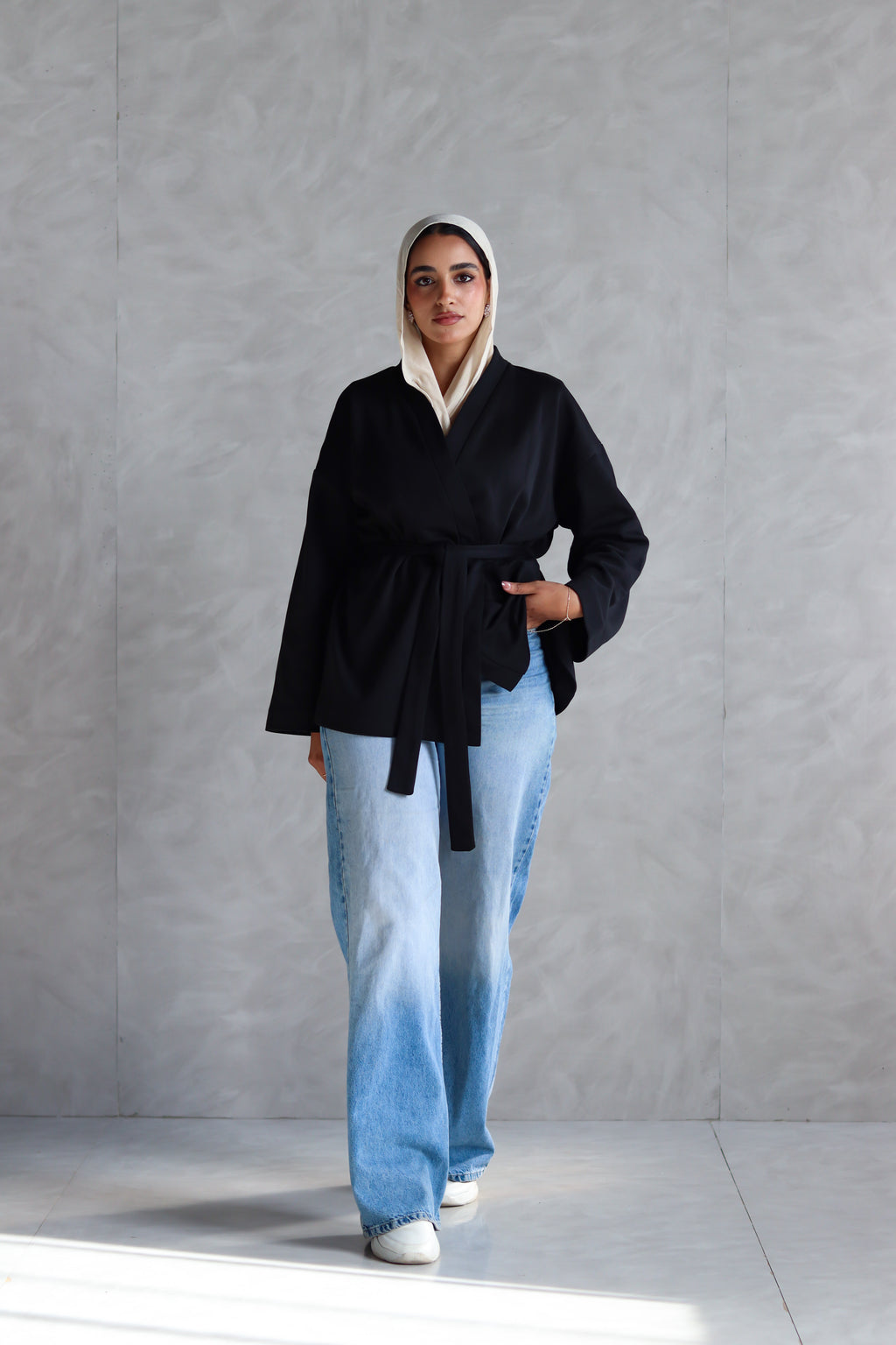 Spring Ultra Soft Wrap Top in Black