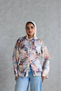 Printed Soft Lace-up Shirt in Marble
