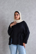 The Basic Knot Linen Top in Black