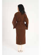 Luna Wool-Blend Wrap Set - Brown