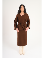 Luna Wool-Blend Wrap Set - Brown