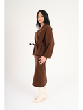 Luna Wool-Blend Wrap Set - Brown