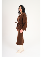 Luna Wool-Blend Wrap Set - Brown
