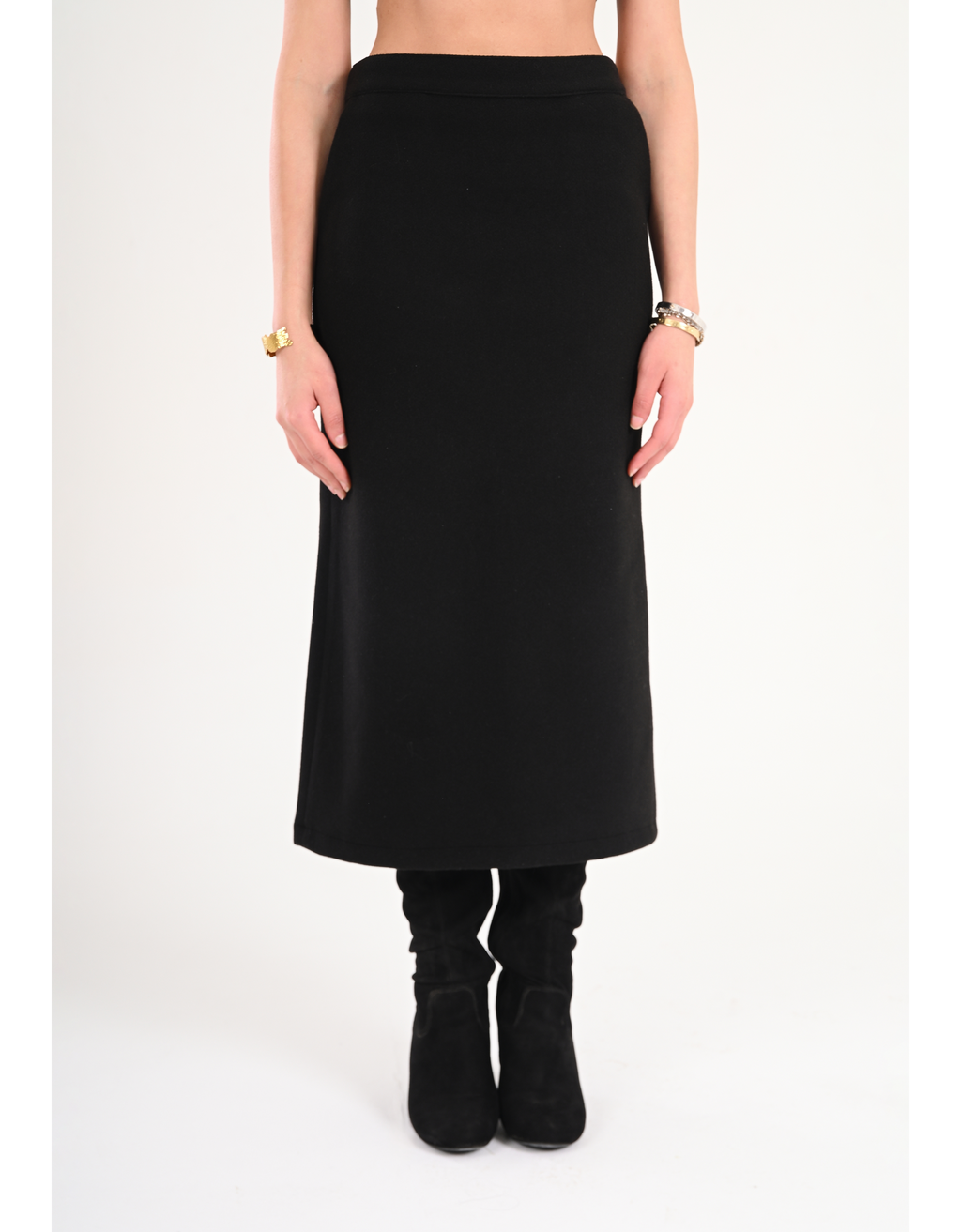 Luna Wool-Blend Midi Skirt - Black