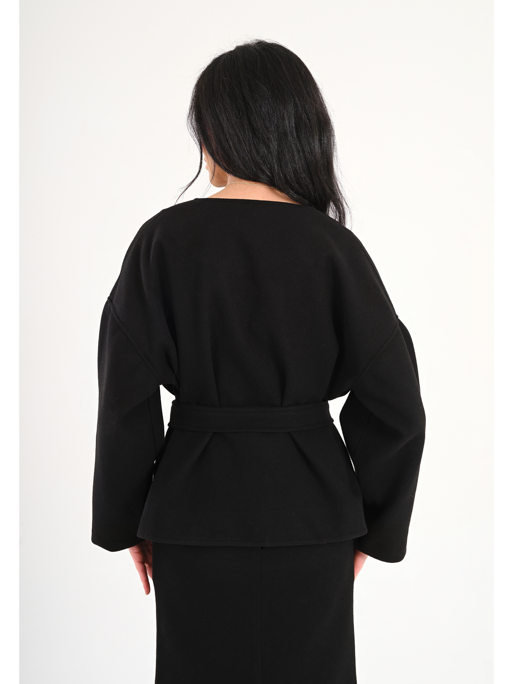 Luna Wool-Blend Wrap Top - Black