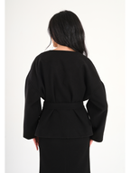 Luna Wool-Blend Wrap Top - Black