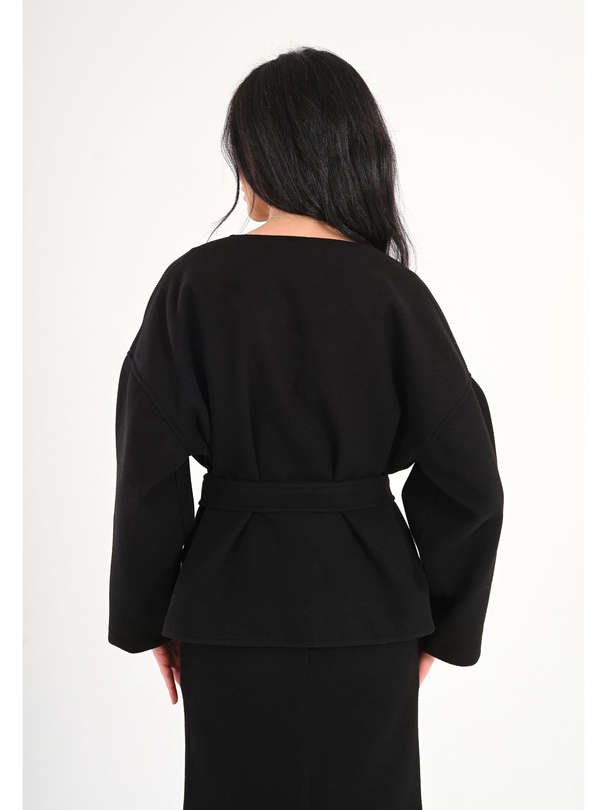 Luna Wool-Blend Wrap Top - Black