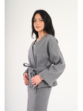 Luna Wool-Blend Wrap Top - Grey