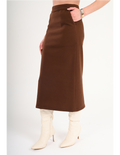 Luna Wool-Blend Midi Skirt - Brown