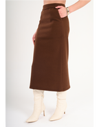 Luna Wool-Blend Midi Skirt - Brown