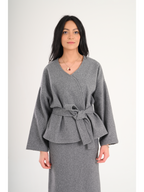 Luna Wool-Blend Wrap Top - Grey