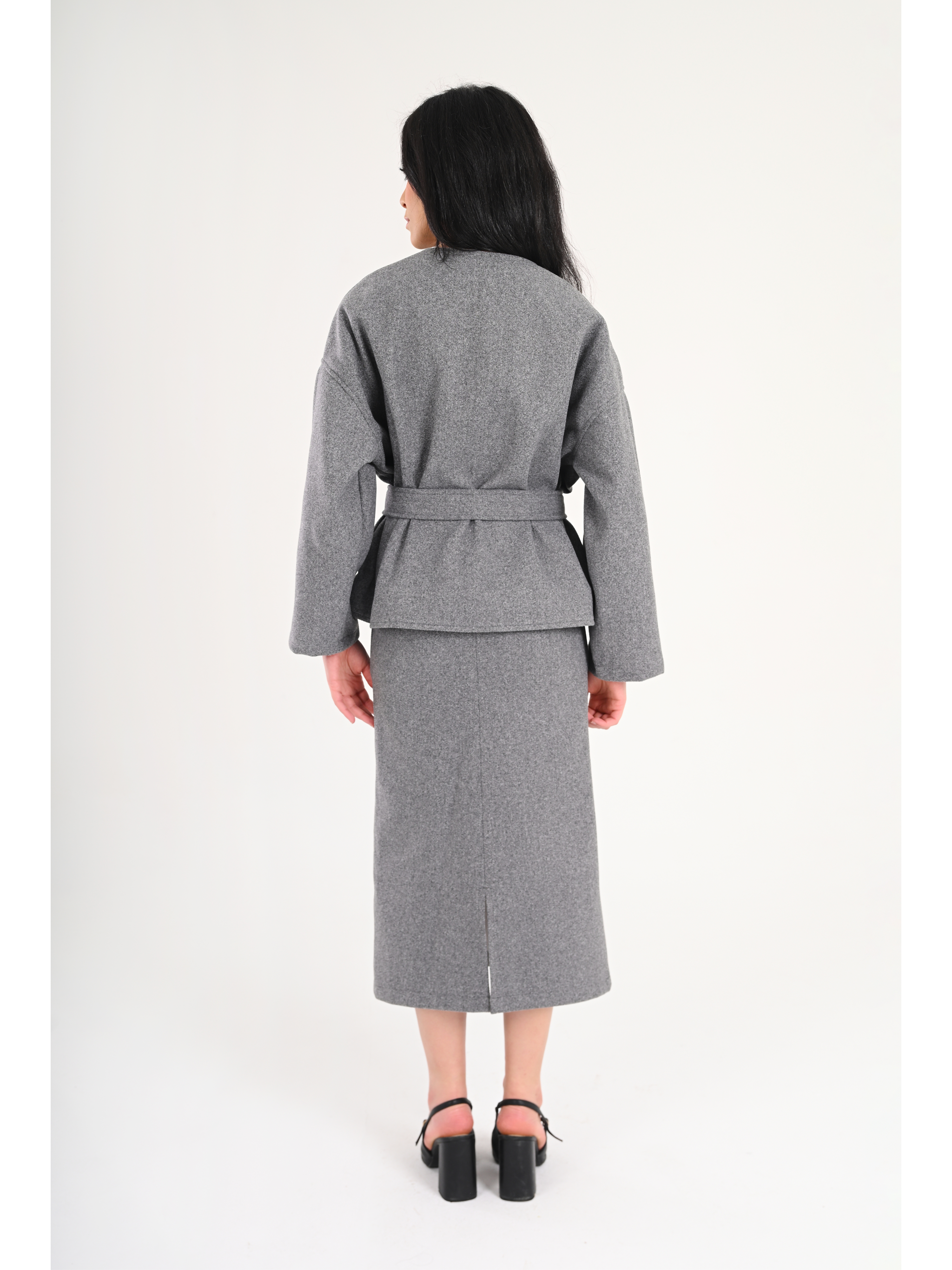 Luna Wool-Blend Wrap Set - Grey