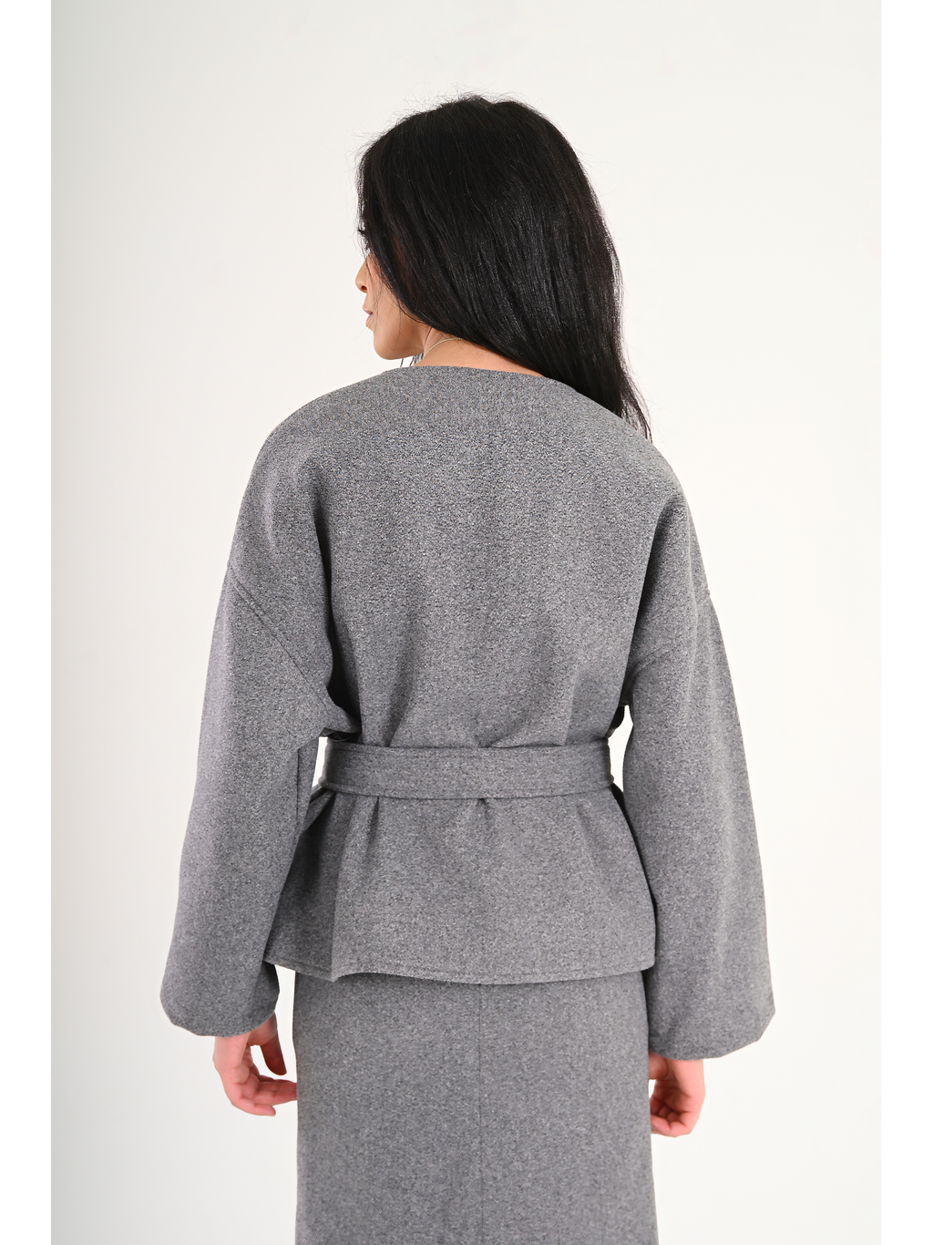 Luna Wool-Blend Wrap Top - Grey