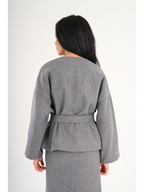 Luna Wool-Blend Wrap Top - Grey