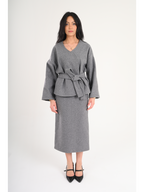 Luna Wool-Blend Wrap Set - Grey