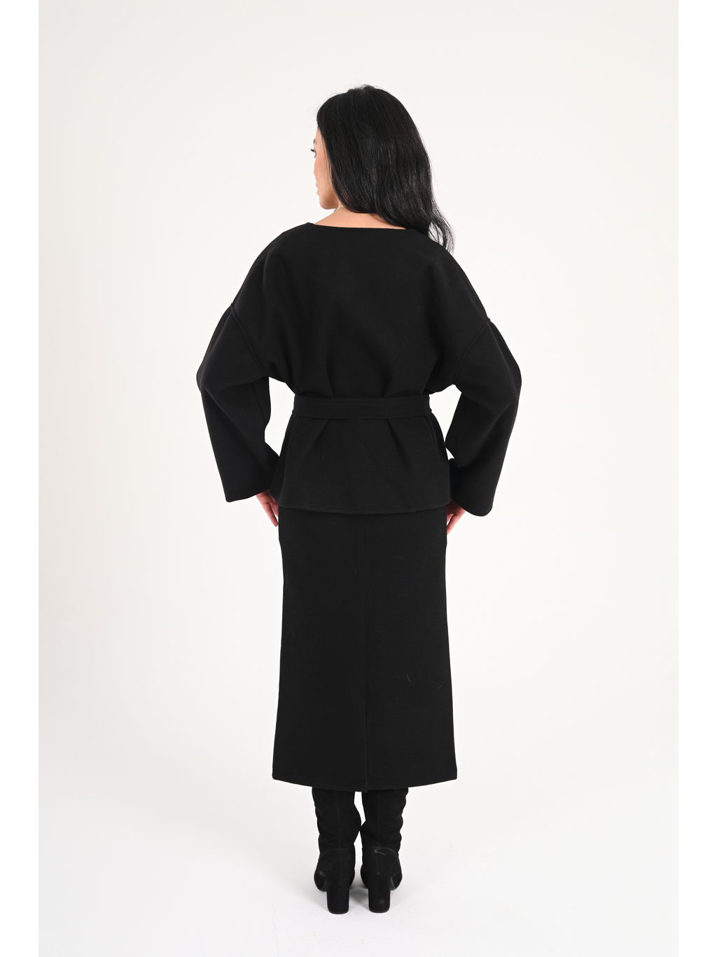 Luna Wool-Blend Wrap Set - Black