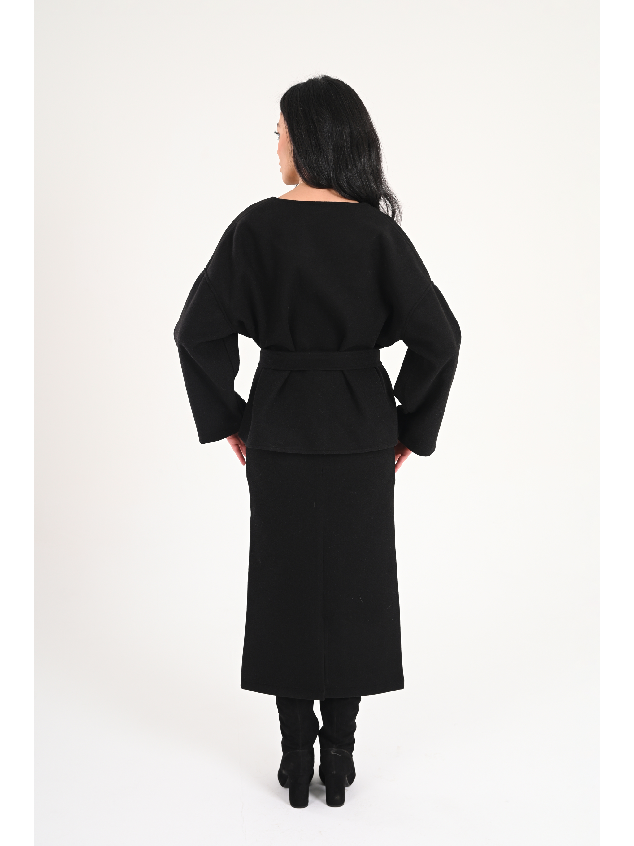 Luna Wool-Blend Wrap Set - Black