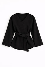 Luna Wool-Blend Wrap Set - Black